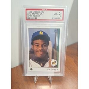 1989 UPPER DECK #1 KEN GRIFFEY JR PSA 8 NM-MINT STAR ROOKIE RC